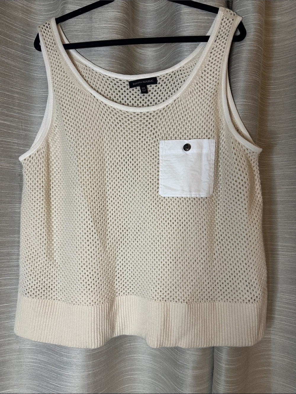 Banana Republic Cream Open-Knit Tank with Pocket